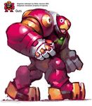  android armor character_name clenched_hands english full_body gauntlets gutsman helmet male_focus niklas_jansson pixel_art profile rockman rockman_(classic) simple_background solo walking white_background 