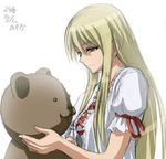  bear blonde_hair dress mahou_sensei_negima! minarai_zouhyou solo stuffed_animal stuffed_toy yukihiro_ayaka 