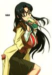  book breasts glasses highres huge_breasts miura_takehiro mouth_hold read_or_die scan solo yomiko_readman 