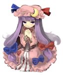  bad_id bad_pixiv_id bangs blue_bow blunt_bangs bow cape closed_mouth crescent dadami dress expressionless hair_bow hands_clasped hat hat_bow long_sleeves looking_at_viewer own_hands_together patchouli_knowledge pink_dress purple_eyes purple_hair red_bow solo striped touhou vertical_stripes 