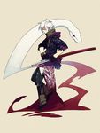  bad_id bad_pixiv_id copyright_request gloves honya_lala katana male_focus ready_to_draw sheath sheathed snake solo sword weapon white_hair 