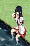 bad_id bad_pixiv_id barefoot grass kirisato_itsuki long_hair nakoruru samurai_spirits sitting soaking_feet solo water 