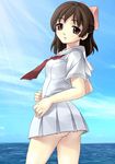  aoi_minamo bad_id bad_pixiv_id brown_hair kimishima_ao no_panties real_drive red_eyes school_uniform serafuku solo 