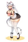  alternate_costume animal_ear_fluff animal_ears bare_shoulders black_bra black_panties black_skirt bra breasts commentary curvy detached_sleeves dog_ears enmaided failure_penguin fangs full_body garter_straps high_heels kantai_collection kemonomimi_mode knees_together_feet_apart large_breasts leaning_forward long_braid long_hair looking_at_viewer maid micro_bikini_top midriff open_mouth panties shiny shiny_skin silver_hair skindentation skirt smile solo standing stomach thighhighs thighs underboob underwear unryuu_(kantai_collection) very_long_hair white_legwear wide_hips yamaarashi yellow_eyes 