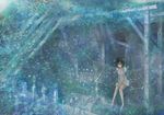  bad_id bad_pixiv_id bare_legs black_hair bug butterfly green_eyes hammock highres insect light_smile nature original plant short_hair solo vines yoshiku_(oden-usagi) 