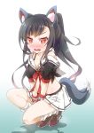  angry animal_ear_fluff animal_ears azur_lane bangs black_bra black_hair black_shirt blush bow bowtie bra bra_strap breasts brown_footwear cat_ears cleavage collarbone crop_top dog_tail eyebrows-visible_through_hair fang female full_body gradient gradient_background hands_together have_to_pee jpeg_artifacts long_hair looking_at_viewer midriff miniskirt nose_blush off_shoulder open_mouth peeing peeing_self pleated_skirt ponytail puddle ratryu red_eyes red_neckwear red_ribbon ribbon sailor_collar shigure_(azur_lane) shiny shiny_hair shirt shoes short_sleeves simple_background skirt small_breasts socks solo squatting tail tears tied_hair tied_shirt underwear v_arms white_legwear white_sailor_collar wristband 