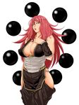 bandages benkei breasts cleavage genderswap genderswap_(mtf) highres large_breasts lips long_hair mole open_mouth pink_hair sengoku_collection solo tuna21 