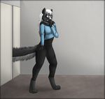  anthro doors female fur hair herm intersex mammal skunk solo star star_trek startrek tail trek tuka twillight white_hair 