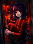  bug butterfly candle fatal_frame fatal_frame_2 highres insect japanese_clothes kimono red_eyes sakura_ani short_hair sitting solo tachibana_chitose 