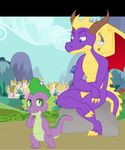  couple dragon friendship_is_magic horn male my_little_pony purple_dragon reptile scalie spike_(mlp) spyro spyro_the_dragon unknown_artist video_games wings 