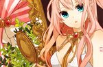  aqua_eyes dress earrings jewelry long_hair megurine_luka mirror necklace open_mouth pink_hair tama_(songe) vocaloid 