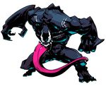  claws fighting_stance male_focus marvel monster muscle open_mouth sharp_teeth sido_(slipknot) simple_background solo standing teeth tongue venom_(marvel) white_background 