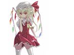  blonde_hair flandre_scarlet hat short_hair supertie thighhighs touhou white wings 