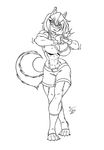  akita big_breasts black_and_white boxer breasts canine cleavage clothed clothing dog elnora_magner eltonpot female fighter hair legwear long_hair mammal monochrome muscles muscular_female smile solo tail toeless_socks 