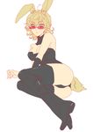  animal_ears ass bad_id bad_pixiv_id barnaby_brooks_jr blonde_hair breasts bunny_ears bunny_tail cleavage genderswap genderswap_(mtf) glasses green_eyes large_breasts shiramatsu solo tail thighhighs tiger_&amp;_bunny 