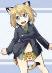  animal_ears bad_id bad_pixiv_id blonde_hair blue_eyes censored character_censor erica_hartmann military military_uniform novelty_censor open_mouth short_hair solo strike_witches tail tiger tiger_ears tiger_tail tsumutsumu uniform world_witches_series 