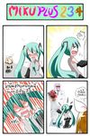  &gt;_&lt; 2girls 4koma angry blonde_hair blush bouquet catstudioinc_(punepuni) closed_eyes colonel_sanders comic detached_sleeves drunk flower formal fume green_hair hair_ribbon hatsune_miku highres kagamine_rin kfc middle_finger money multiple_girls necktie old_man open_mouth ribbon shirt shorts smile suit sunglasses sweat thai translated twintails vocaloid white_suit 
