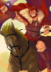  armor bad_id bad_pixiv_id beard black_hair bucephalus facial_hair fate/zero fate_(series) horse male_focus rage_(rojiura) red_eyes red_hair reins rider_(fate/zero) sword weapon 