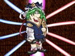  bow danmaku fred_flintstone fusion green_hair parody pun rod_of_remorse shiki_eiki shoes skirt smile solo style_parody the_flintstones touhou what 