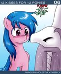  blush cute equine female feral firefly_(mlp) friendship_is_magic hair horn john_joseco kissing lesbian mammal mistletoe my_little_pony pegasus princess princess_celestia_(mlp) royalty simple_background tumblr unicorn wings 