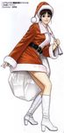  boots brown_hair fatal_fury hat high_heels lips long_hair mori_toshiaki official_art sack santa_costume santa_hat shiranui_mai shoes solo the_king_of_fighters 