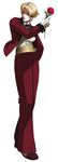  bellbottoms blonde_hair breasts cuff_links earrings falcoon flower formal gloves jewelry king_(snk) lipstick makeup medium_breasts official_art pant_suit rose ryuuko_no_ken sash shirt solo suit the_king_of_fighters the_king_of_fighters_2003 wrist_cuffs 