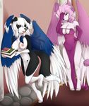  book border_collie breasts canine cubi_(race) darkduck64 dmfa dog duo eyes_closed fa&#039;lina fa'lina facepalm female janice mammal nude poodle spazzykoneko tongue tongue_out unknown_species wings 