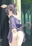  artist back_turned blush breasts brown_eyes butt cat_ears catgirl clothing crying embarrassed female forest grey_hair hair leaning looking_at_viewer looking_back nervous outside presenting presenting_hindquarters pussy raised_tail short_hair side_boob solo standing tears tree uncensored unknown unknown_artist 