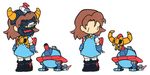  brown_hair chibi daiku_maryu_gaiking dress gai-chan gaiking horns mecha mecha_musume simple_background touei_robot_girls ueno_sora 