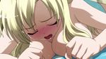  animated animated_gif blonde_hair blush boku_wa_tomodachi_ga_sukunai breasts fang hires kashiwazaki_sena large_breasts long_hair sexually_suggestive sweat topless 