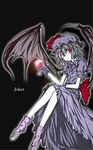  bat_wings cup cupping_glass drinking_glass red_eyes remilia_scarlet solo touhou wine_glass wings 