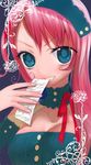  blue_eyes copyright_request hairband isaki_uta list pink_hair ribbon smile solo 