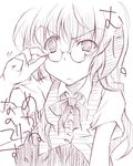  glasses hanyuu higurashi_no_naku_koro_ni lowres monochrome nekokun purple sketch solo 