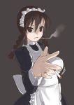  apron cigarette maid nagase_haruhito original smoking solo 