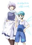  bandaid bandaid_on_knee blue_hair boots cirno genderswap genderswap_(ftm) ice letty_whiterock male_focus multiple_boys overall_shorts overalls purple_hair scarf shorts suspenders tadano_kagekichi touhou wings 