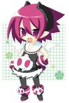  blush blush_stickers chibi child disgaea dress fang fangs hand_on_hip horns makai_senki_disgaea_3 pantyhose pink_eyes pink_hair pointy_ears raspberyl sailor_collar sazaki_ichiri solo white_sailor_collar wings 