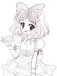  apron dress masakichi_(crossroad) monochrome purple ribbon shirayuki_(sister_princess) sister_princess sketch solo tea_set tray 