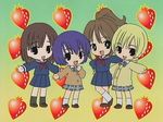  chibi food fruit ichigo_100_percent kitaooji_satsuki minamito_yui multiple_girls nishino_tsukasa school_uniform screencap strawberry toujou_aya 