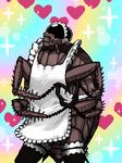  apron bug cockroach dorohedoro emlan enmaided garters heart heart_hands insect johnson_(dorohedoro) k-on! maid moe_moe_kyun! monster no_humans parody solo sparkle thighhighs what 