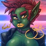  biggy bust_(disambiguation) cyberpunk digital_media_(artwork) female goblin green_skin hair humanoid lusious_lips red_hair solo volamont 