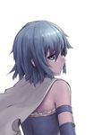  armband back bare_shoulders blue_eyes blue_hair cape fangdan_runiu looking_back magical_girl mahou_shoujo_madoka_magica miki_sayaka short_hair solo white_background 