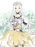  armor breastplate chartreusegreen cosplay crossover crown fate/stay_night fate/zero fate_(series) fez_(video_game) gauntlets irisviel_von_einzbern long_hair red_eyes skirt solo thighhighs white_hair 