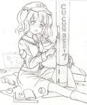  aouma bad_id bad_pixiv_id hat highres kawashiro_nitori key monochrome rocket screwdriver sketch solo touhou traditional_media two_side_up 