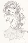  armband bad_id bad_pixiv_id hand_on_hip kinta_(distortion) kita_high_school_uniform school_uniform serafuku skirt solo suzumiya_haruhi suzumiya_haruhi_no_yuuutsu traditional_media 