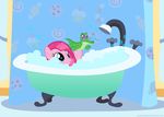  absurd_res blue_eyes bubble bubbles curtains equine female feral friendship_is_magic generation_4 gummy_(mlp) hi_res horse mammal mixermike622 my_little_pony pinkamena_(mlp) pinkie_pie_(mlp) pony straight_hair water 