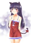  animal_ears aoi_usagi bad_id bad_pixiv_id black_hair blush cat_ears cat_tail dress gokou_ruri long_hair mole mole_under_eye ore_no_imouto_ga_konna_ni_kawaii_wake_ga_nai red_eyes santa_costume solo tail 