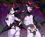  1girl ass black_sclera demon demon_boy demon_girl gaia_online horns incubus lips purple_skin succubus sukinahito wings 