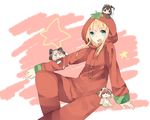  akaza_akari animal_costume black_hair blonde_hair blue_eyes buttons cat_costume chibi dog_costume funami_yui minigirl multiple_girls pajamas panda_costume pink_hair red_hair tomato_costume toshinou_kyouko tukimio yoshikawa_chinatsu yuru_yuri 