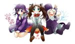  bad_id bad_pixiv_id black_legwear blue_eyes brown_hair child dress fate/zero fate_(series) hat illyasviel_von_einzbern long_hair matou_sakura multiple_girls purple_eyes purple_hair purple_hat red_eyes thighhighs toosaka_rin twintails yasuu! 