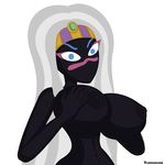  big_breasts breast_grab breasts duck_dodgers female hair martian nipples plain_background queen_tyr&#039;ahnee queen_tyr'ahnee tumiohax white_background white_hair 
